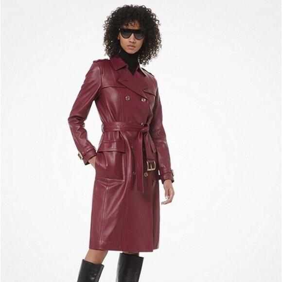 NEW!! Michael Kors Leather Trench Coat; Size XS - Picture 2 of 7